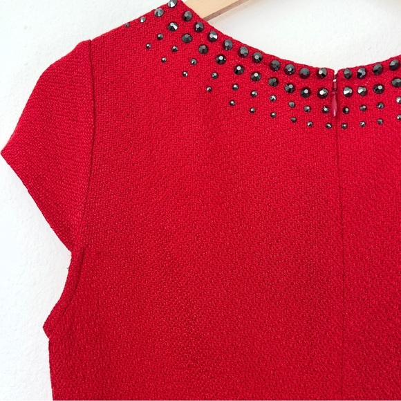 St. John Santana Knit Evening Red Formal Gown Mermaid Cap Sleeve Sz 2 - Picture 5 of 11